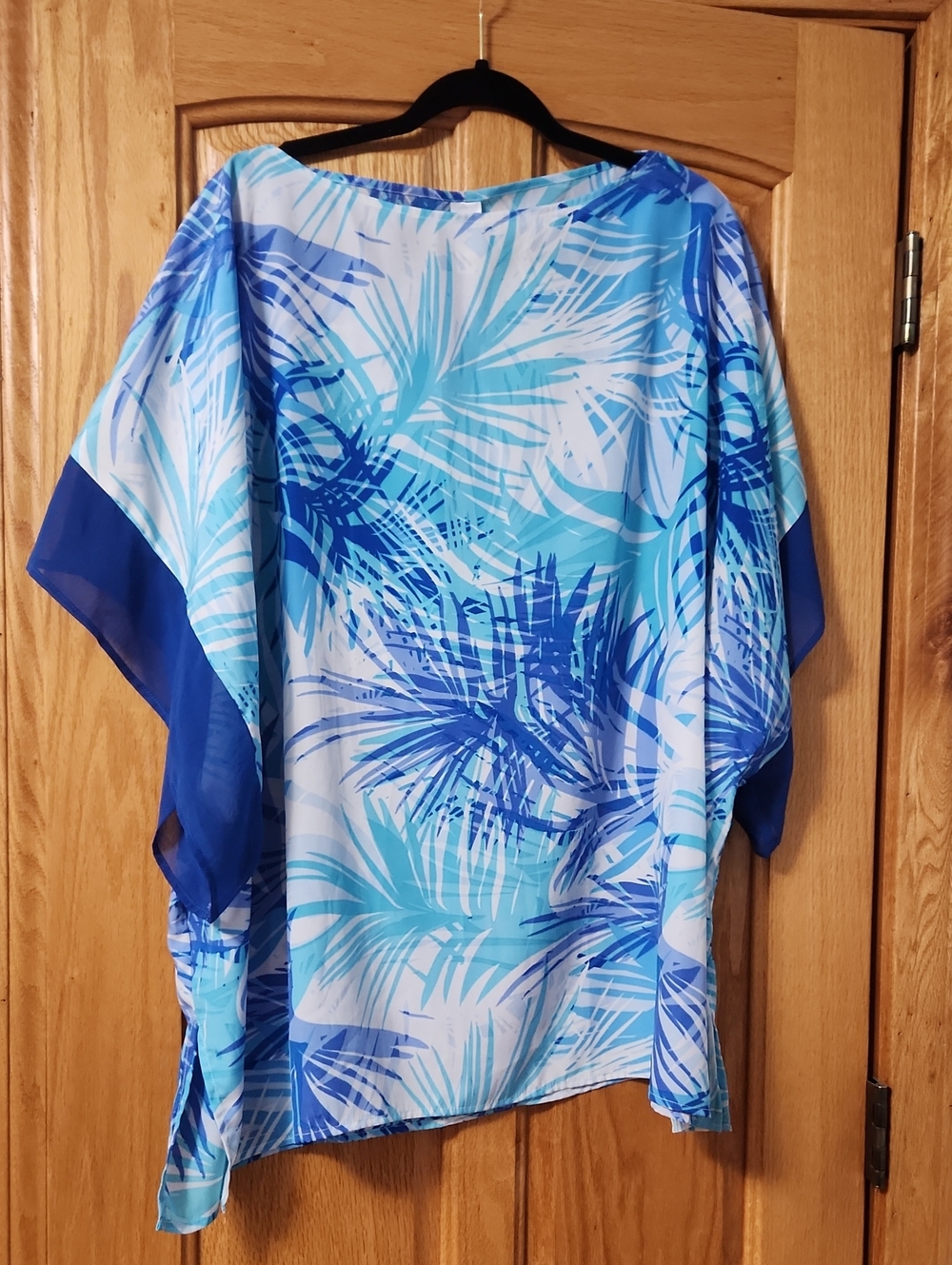 Avon Blue Tropical Palm Print Tunic Top